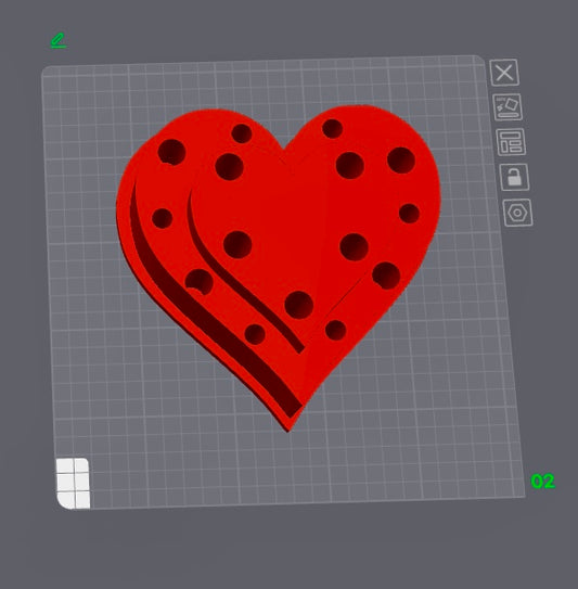 15 Slot Rotating Heart Pen Stand (Half Regular&Half Rhinestone)